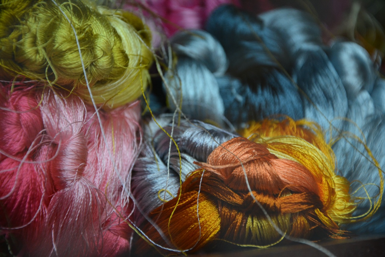 focus image of multi color textile fur